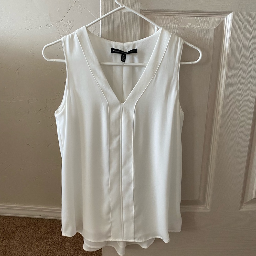 WHBM white pleated shell